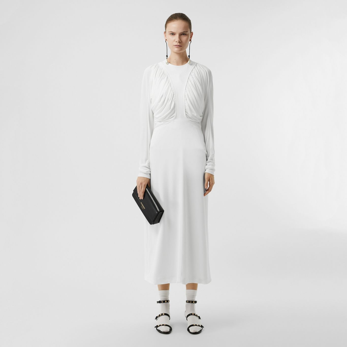 Ruched Panel Jersey Gown